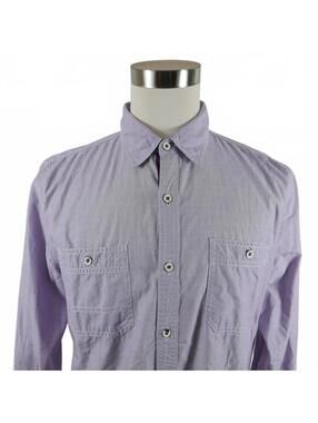 Express Mens Fitted Button Down Purple Shirt Large